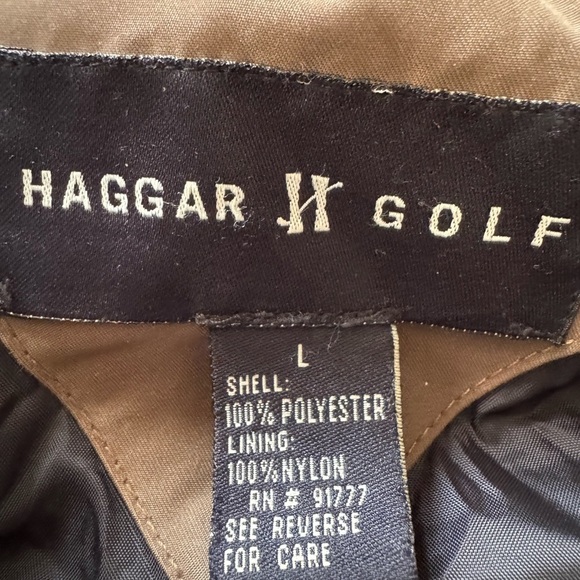 Men Haggar Golf Bomber Style Jacket Brown Made In Egypt Size Large - Picture 5 of 5